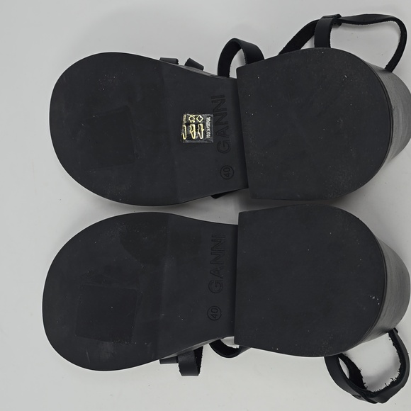 Ganni Asymmetrical Platform Leather Wedge Sandal Women's Size 10 - Picture 5 of 7